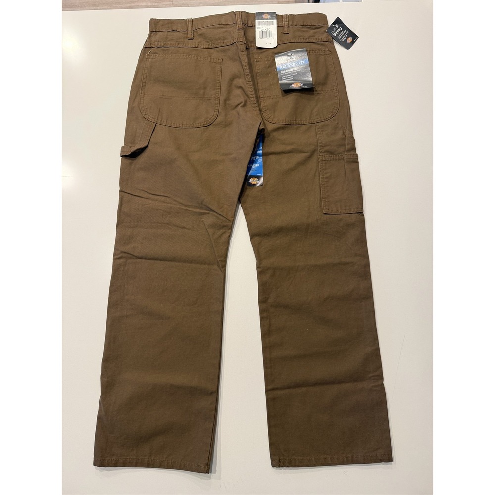 Dickies Carpenter Duck Jeans DU250RTB Mens 34x30 Rinsed Timber Brown Relaxed